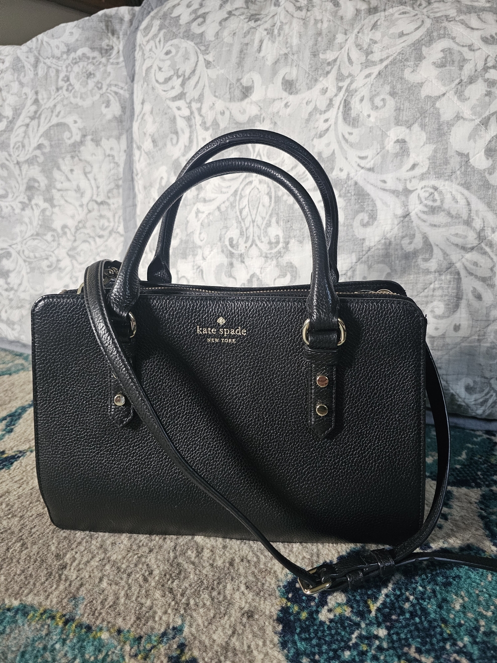 Kate Spade New York Mulberry Street Lise Black Pebbled Leather Satchel